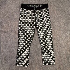 Nike Dri-FIT Epic Run Crop Leggings Black White Pattern 645610-011 Womens Medium